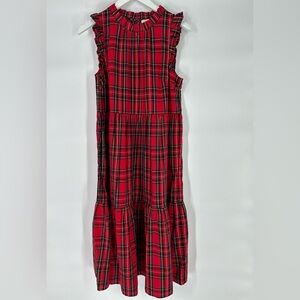 J. Crew Factory Holiday Red Tartan Plaid Sleeveless Tiered Dress Size 6 NWT